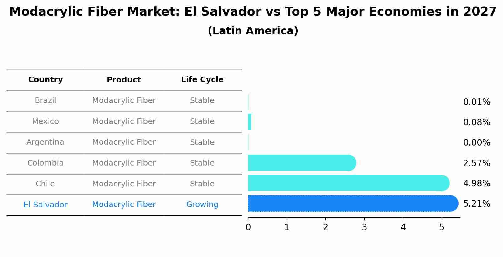 Modacrylic Fiber Market: El Salvador vs Top 5 Major Economies in 2027 (Latin America)
